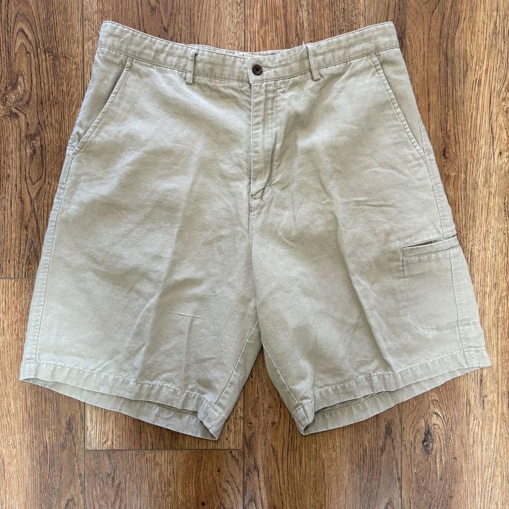 VTG‎ Caribbean Joe Mens Cargo Shorts Khaki Tan Size 36 Flat Front casual summer